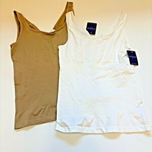 Yummie Shapewear Seamless Lot of 2 Tank Tops Sz 2X / 3X Tan White New NWT
